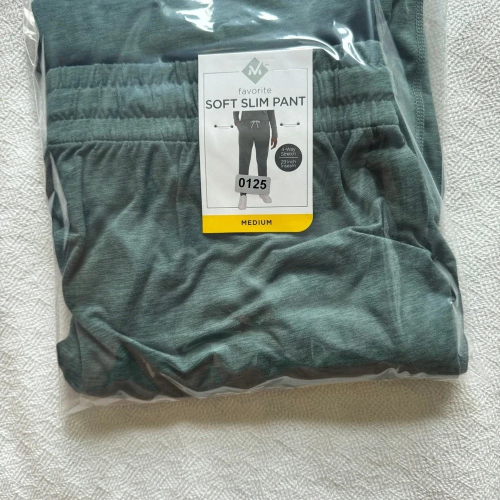 Members Mark Mens Favorite Soft Slim Pant Kelp Heather Green Medium Jogger NWT - Picture 3 of 9